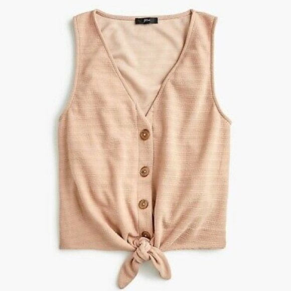 J. Crew Tops - J.Crew Button Tie Front Textured Tank Large